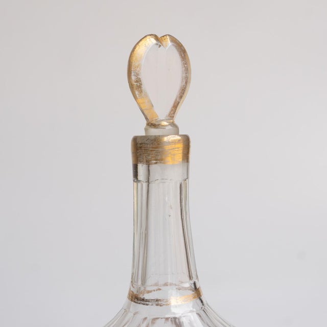 Gold Antique French Louis XVI Gilded Crystal Decanter With Heart Stopper For Sale - Image 8 of 14