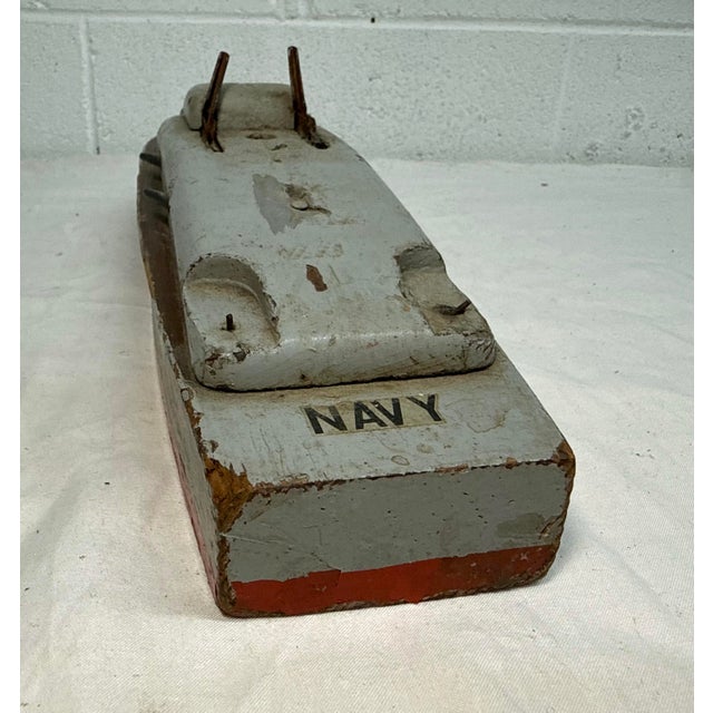 Vintage 1940s Handmade Wood Keystone Manufacturing Company Usn Battleship Model For Sale - Image 10 of 13