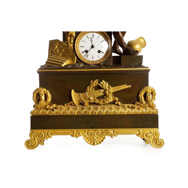 Brown “Horatius & the Fall of Rome” French Empire Antique Bronze Mantel Clock For Sale - Image 8 of 18