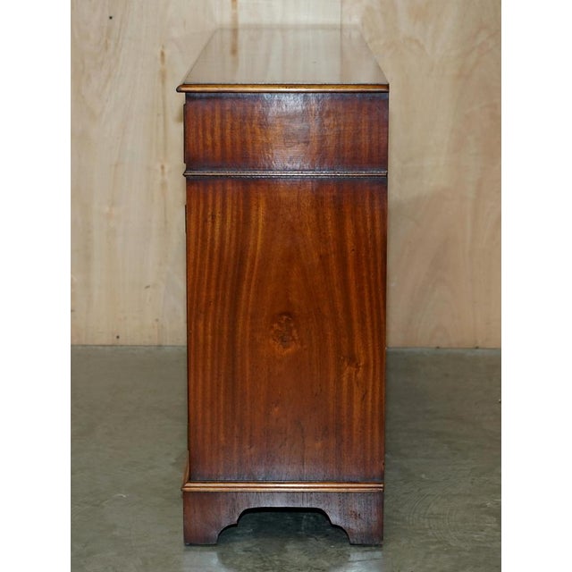 Vintage Flamed Hardwood Sideboard Bookcase with Three Large Drawers For Sale - Image 15 of 18