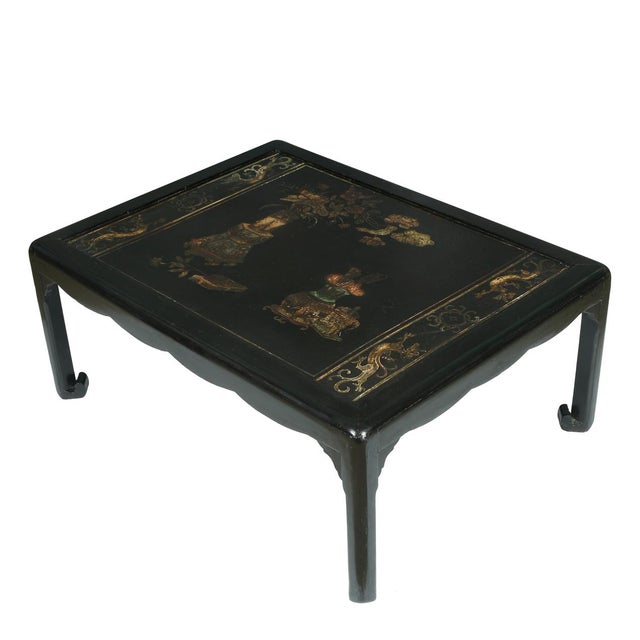 Chinese Wood Coffee Table With Chinoiserie Lacquer Decoration Chairish