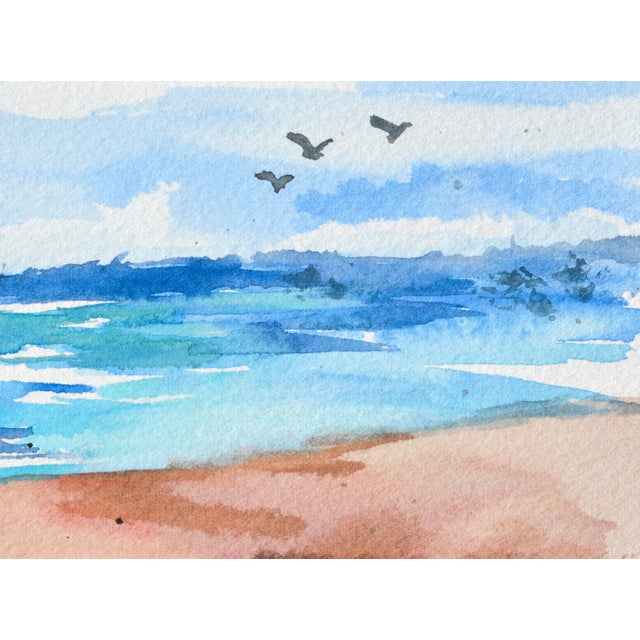 Coastal Watercolor Landscape Circa 1980 For Sale - Image 4 of 8