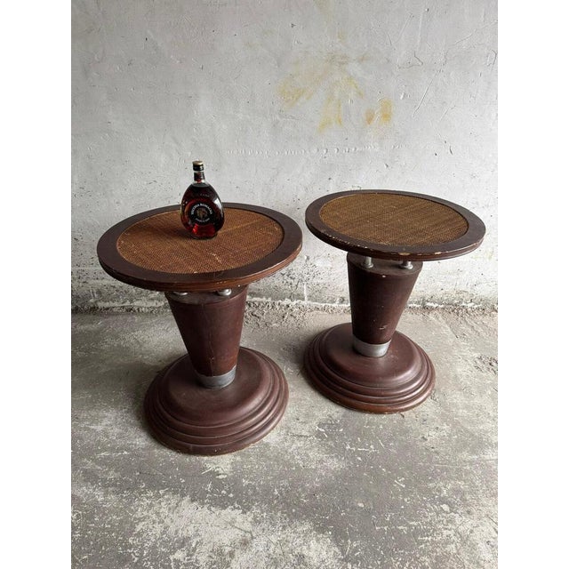 Art Nouveau Side Tables with Woven Top, 1890s, Set of 2 For Sale - Image 6 of 7