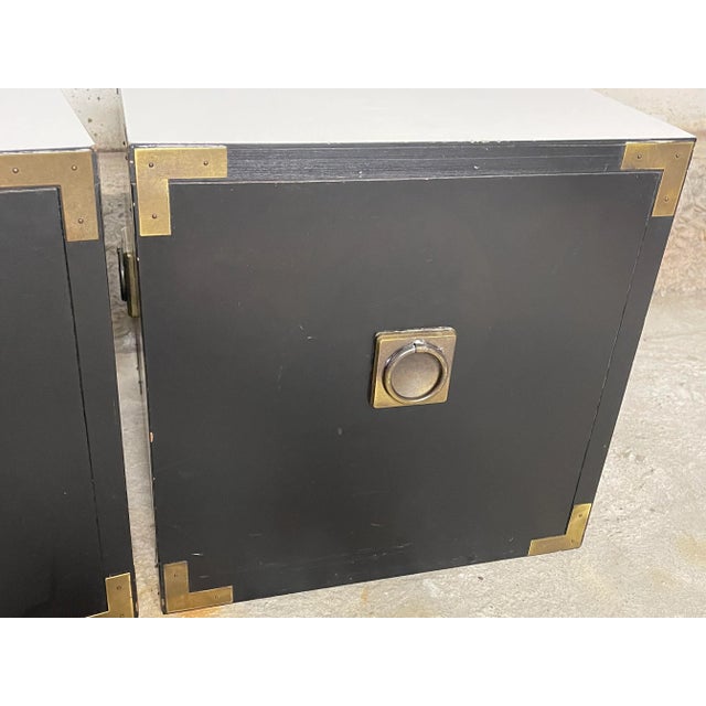 Vintage 1970s Campaign Style Cube Side Tables, a Pair For Sale - Image 4 of 8