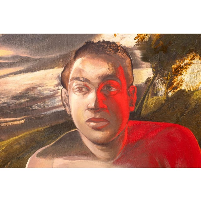 Textile James Stephens - Picnic, 1988 Oil on Canvas Contemporary Figurative Surrealism For Sale - Image 7 of 10