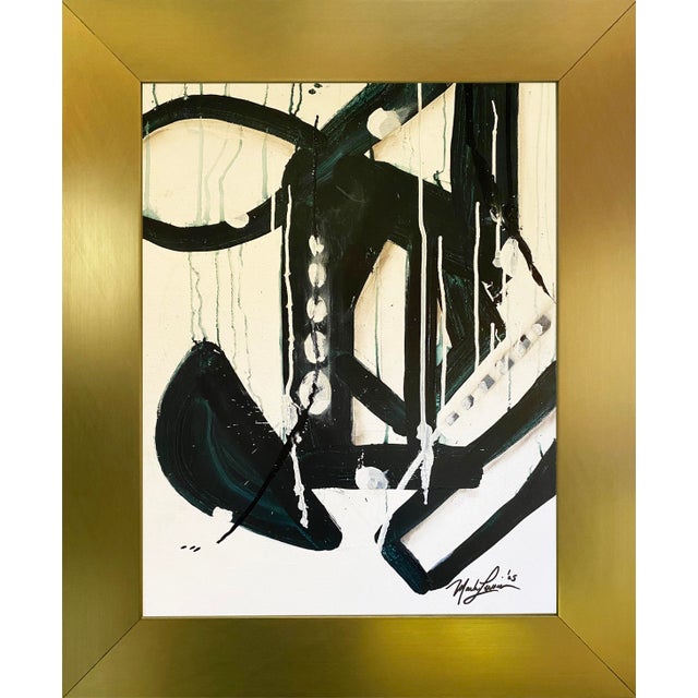 2025 "022-25" Abstract Expressionist Monochrome Black & White Painting by Mark Lewis For Sale