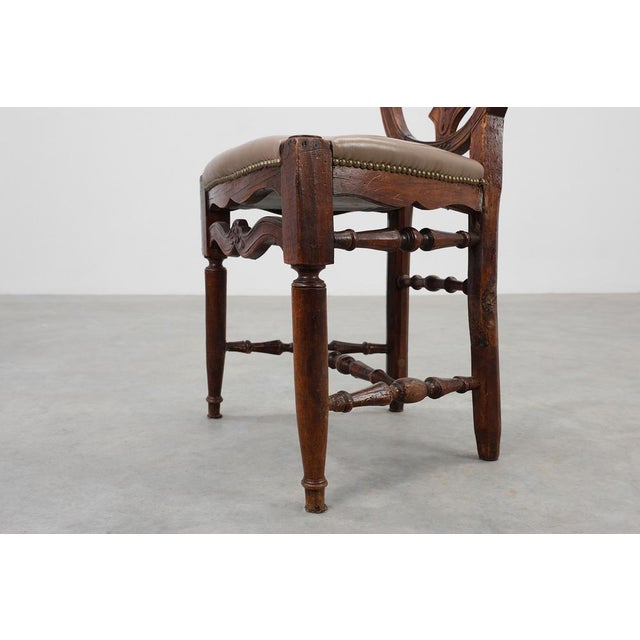 Antique Gustavian Walnut Chair with Leather, 1700s For Sale - Image 11 of 14
