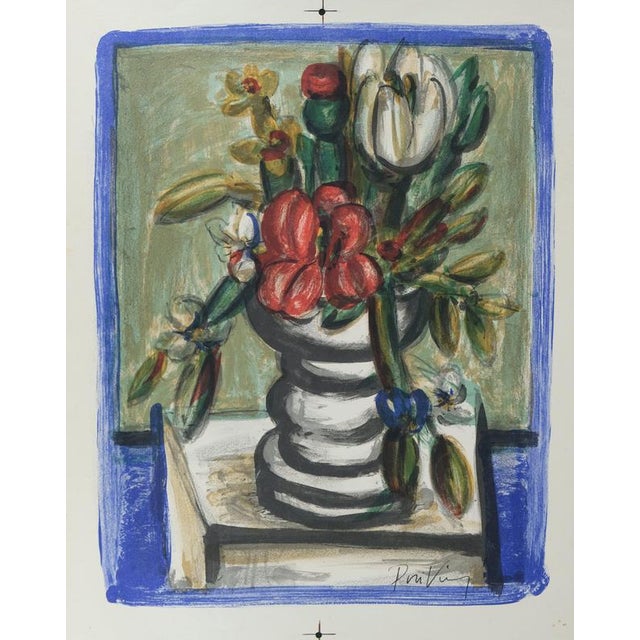 Franz Priking (1929-1979) Still Life with Bouquet of Flowers Original color lithograph Signed in felt-tip pen On BFK Rives...