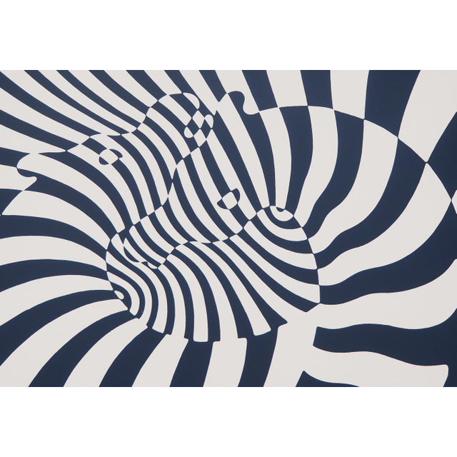 Victor Vasarely, Zebras on a Blue Background, 1975, Serigraph For Sale - Image 4 of 7