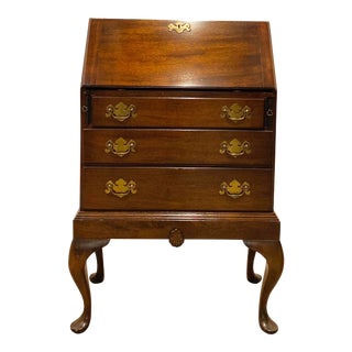 Late 20th Century Queen Anne Style Slant Front Secretary For Sale