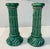 Impressive pair of beefy majolica style ceramic candlesticks with a faux bamboo and lashed pencil split reed motif, plus...