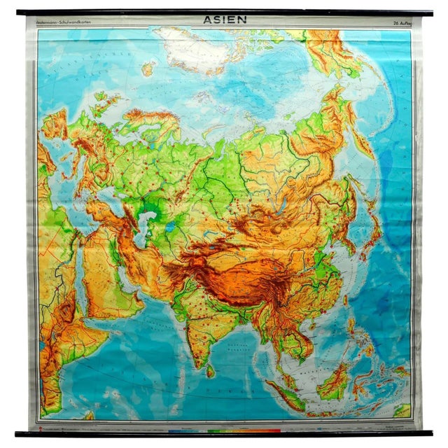 Pull-Down Print Map of Asia For Sale - Image 6 of 6