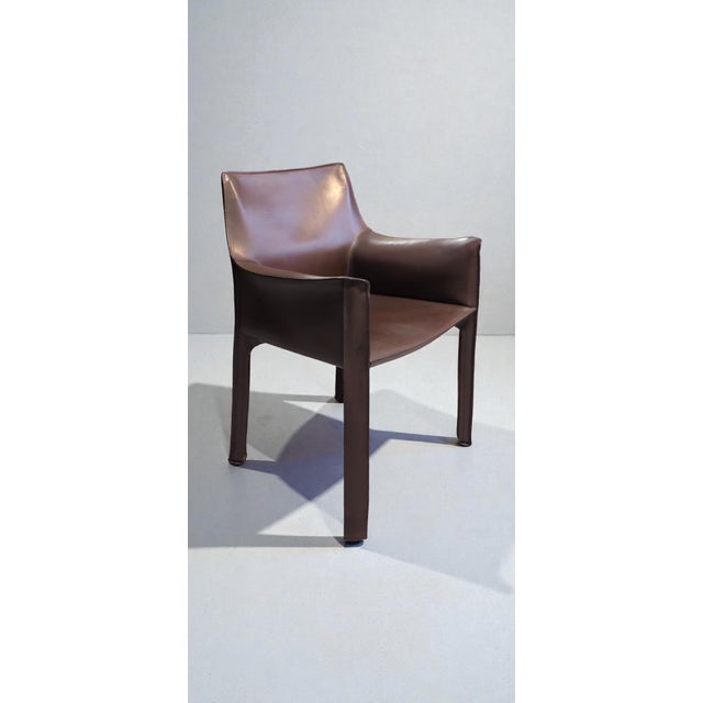 Cassina Cab 413 Armchairs in Leather by Mario Bellini for Cassina, 1990, Set of 6 For Sale - Image 4 of 18