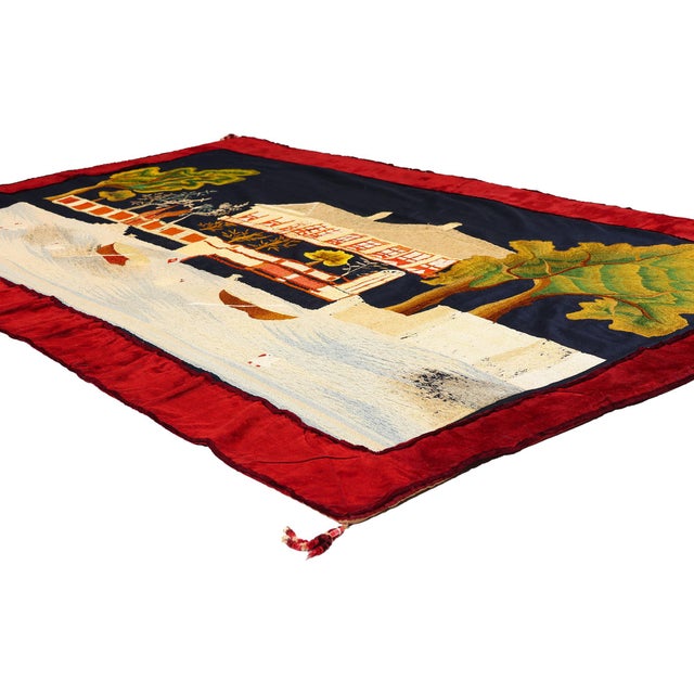54173 Antique Scandinavian Folk Art Tapestry, 04'04 x 06'06. The Nordic Reverie: A Scandinavian Embroidered Masterpiece of...