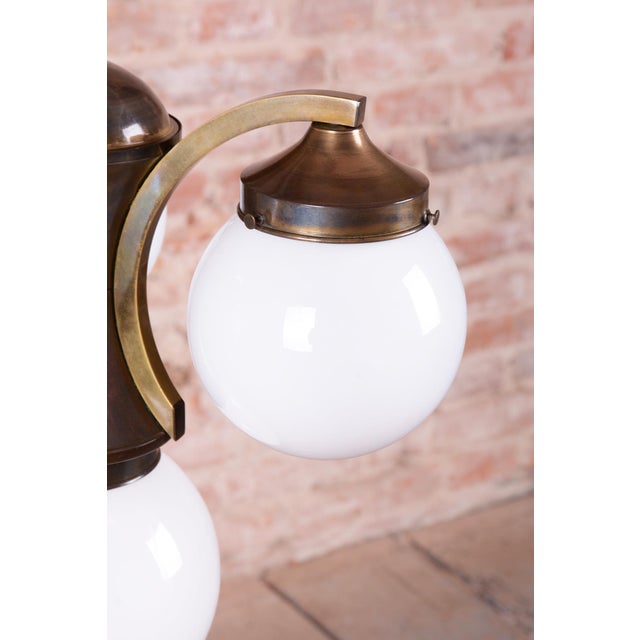 Art Deco Dissociative Chandelier in Brass and Opaline Glass, Czech, 1920s For Sale - Image 6 of 15