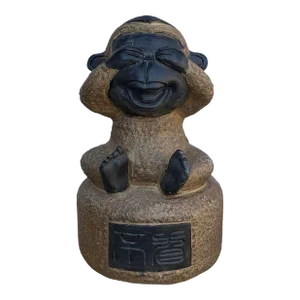 Black Gray Brown Two Colors Stone Monkey Ape See No Evil Figure