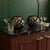 Mid-Century Modern Vintage Black Glass Globe Candle Holders Pair-Green Polka Dot-Mid Century Modern For Sale - Image 3 of 8
