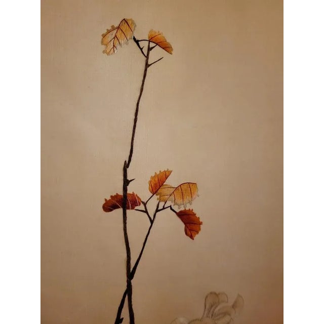 Vintage Old Chinese Silk Embroidery of Rooster Scroll For Sale - Image 10 of 13