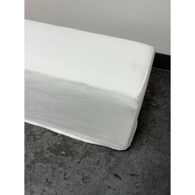 Modern Bespoke Woven Chenille Dining Bench For Sale - Image 3 of 12
