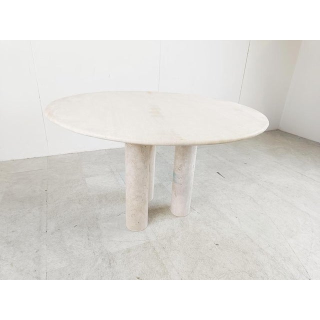 Stone Italian Round Travertine Dining Table, 1970s For Sale - Image 7 of 11