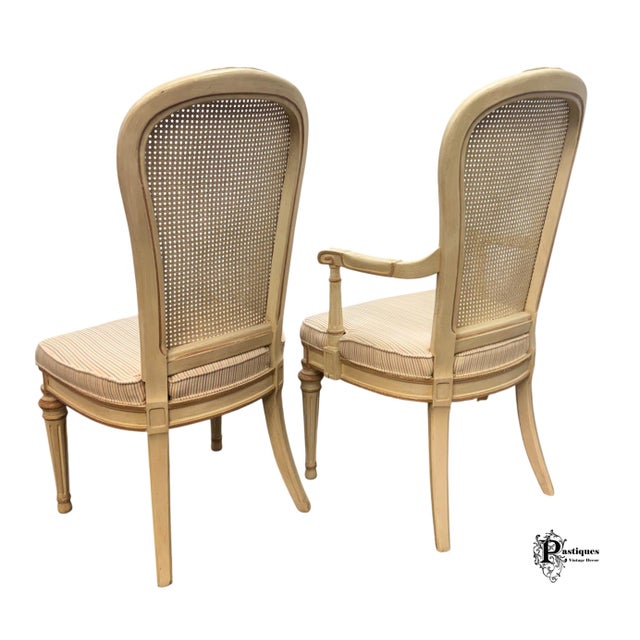 Vintage Drexel Heritage Shabby Chic Cane Back Dining Chairs - Set of 8 For Sale In Greensboro - Image 6 of 12