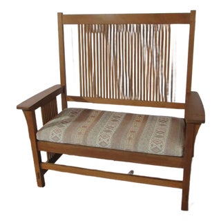 1980s Designer Stickley Oak Mission Collectors Bench Settee For Sale