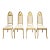 Set of 4 Hollywood Regency Gothic Revival Gilt Dining Chairs in Ivory Bouclé For Sale