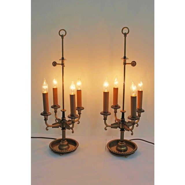 Metal Large French Bouillotte Table Lamps in Brass, 1960s, Set of 2 For Sale - Image 7 of 10
