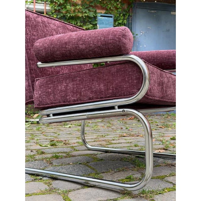 2000 - 2009 Halina Armchair in Purple Upholstered and Chrome Finish by Hellerau For Sale - Image 5 of 11