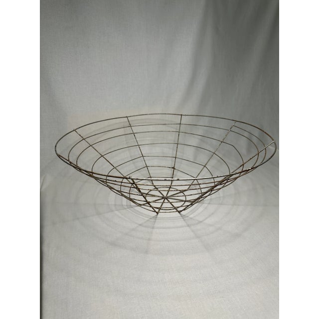 1950s French Country Round Conical Metal Basket For Sale - Image 5 of 12