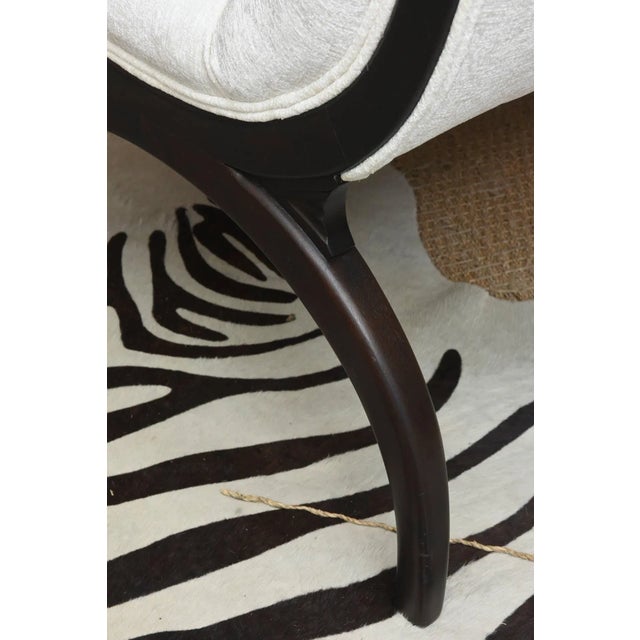 Wood Vintage Grosfeld House Hollywood Regency Lounge Chairs, Mini Settees Black Wood and White Chenille Upholstery Vintage For Sale - Image 7 of 10