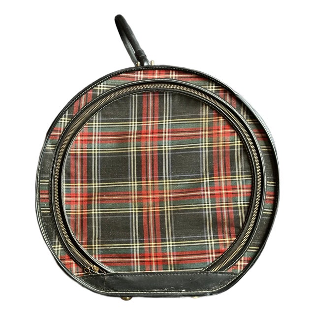 Vintage Tartan Plaid Hat Box Case For Sale