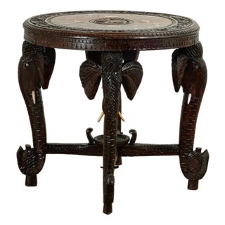 Antique Anglo Indian Inlaid and Carved Table or Stand For Sale