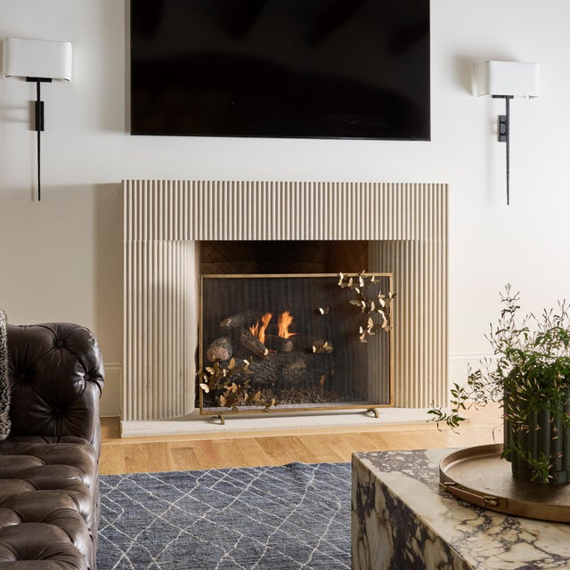 Warm Black Butterfly Fireplace Screen Lighter Version For Sale - Image 12 of 12