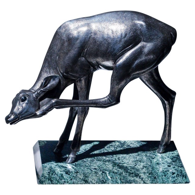 1950s Naturalistic Silver Doe Sculpture by Sirio Tofanari (1886-1969) For Sale - Image 9 of 18