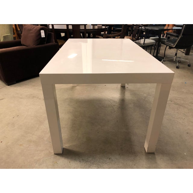 West Elm White Parsons Table | Chairish