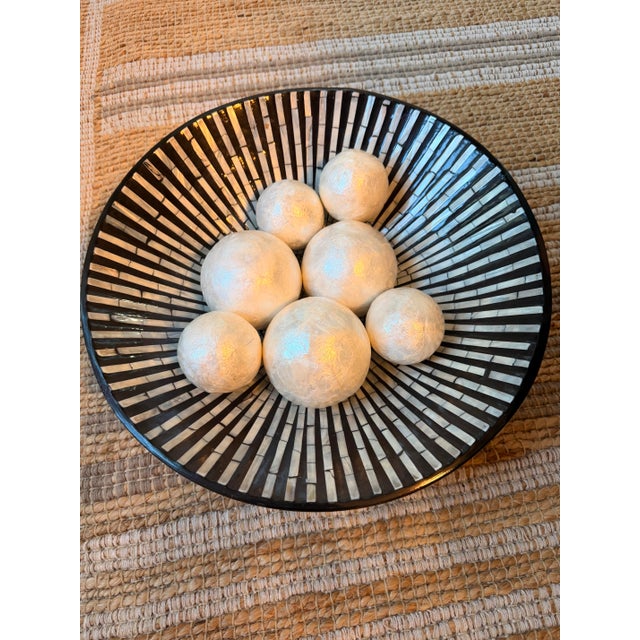 Vintage Two’s Company Capiz Shell Decorative Spheres — Set of 7 For Sale - Image 4 of 6