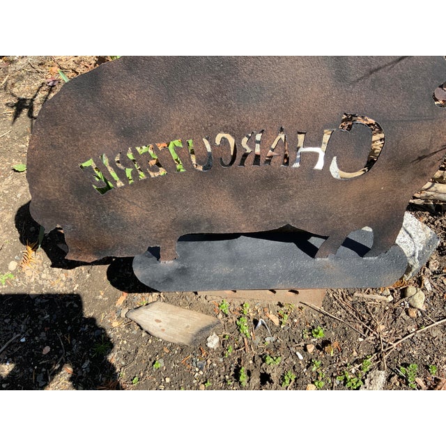 Brown 1950s Cast Iron Charcuterie Pig Sculpture For Sale - Image 8 of 10