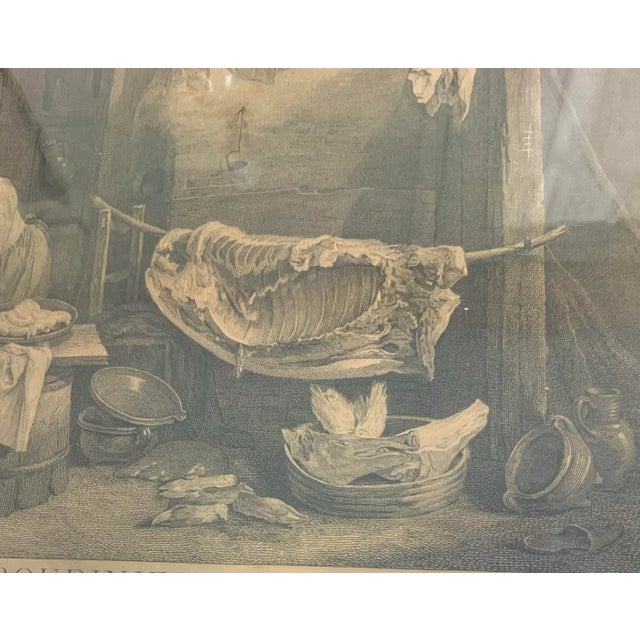 18th Century Antique 18th Century Framed French Culinary Themed Engraving Print, La Boudinière, Meaning Charcuterie. Great for Kitchen & Culinary Decor. See Pics! For Sale - Image 5 of 11