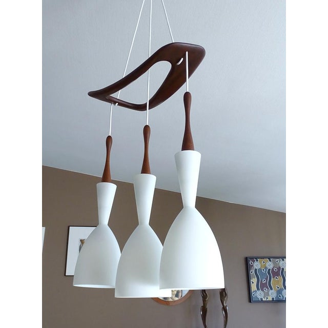 Vintage Pendant Light in Teak and Glass from Rispal For Sale - Image 15 of 18
