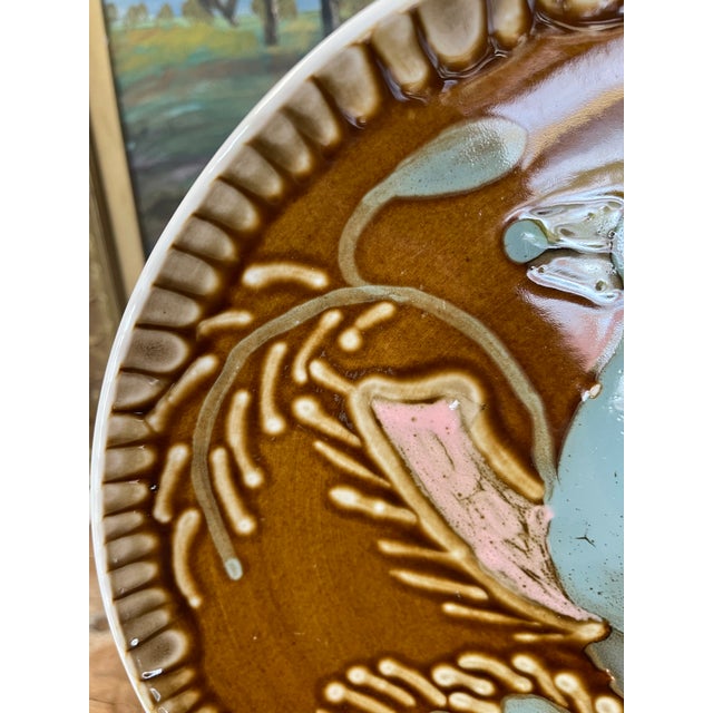 Brown Vintage Chinese Decorative Plate With Mythical Creature Motif by Ling Chi, Jinzhou. For Sale - Image 8 of 10