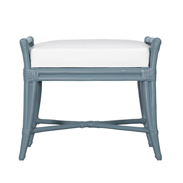 Teal Small Malacca Bench - Regatta Blue For Sale - Image 8 of 8