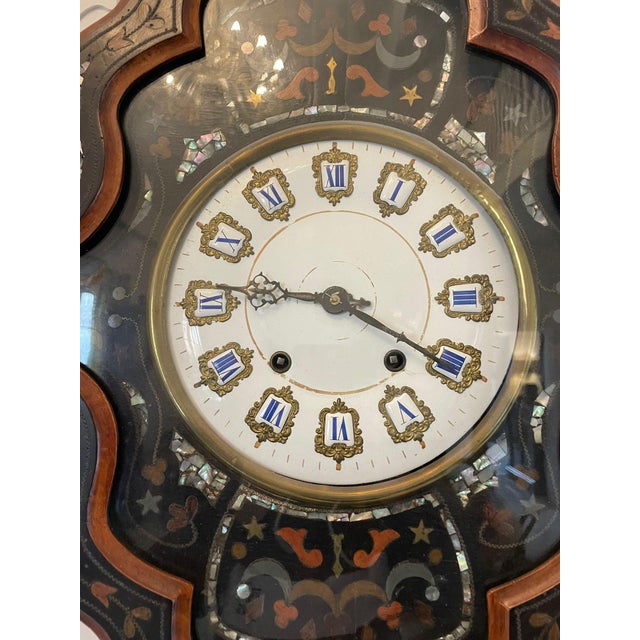 Antique Victorian French Wall Clock, 1860 For Sale - Image 4 of 11