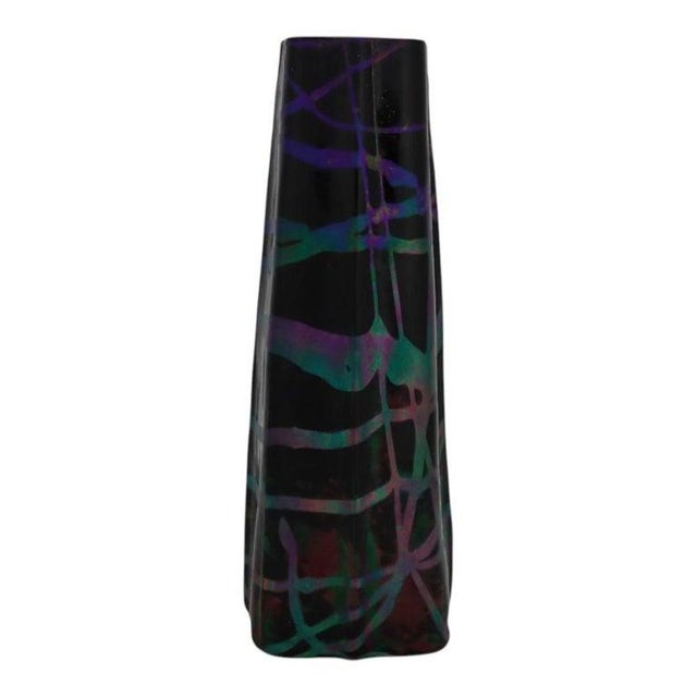 Austrian Palme Konig Tapered Art Glass Vase With Iridescent Treading C1910 For Sale - Image 6 of 7