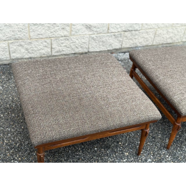 Lane Furniture Pair of Oversized Lane Mid-Century Modern Walnut Ottomans For Sale - Image 4 of 12