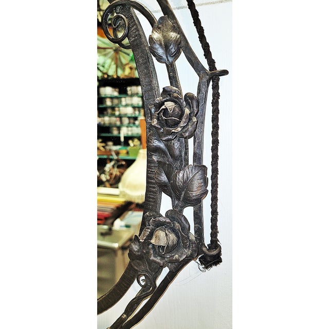 1920s French Art Deco-Nouveau Hanging Metal Mirror For Sale - Image 5 of 6