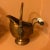Antique copper miniature scuttle with delftware blue and white porcelain Handle and lions heads