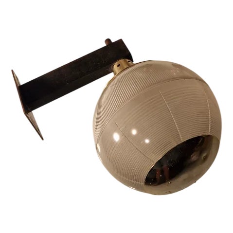 Double Fresnel Glass and Polished Aluminum Wall Light, 1960s For Sale