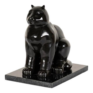 Exquisite Bronze Foundry Edition Cat Sculpture After Fernando Botero, Cast at Fonderia Mariani, Italy For Sale