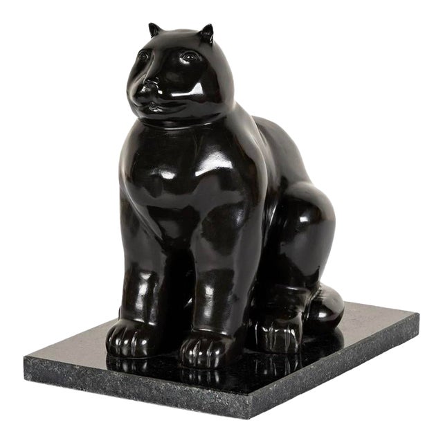 Exquisite Bronze Foundry Edition Cat Sculpture After Fernando Botero, Cast at Fonderia Mariani, Italy For Sale